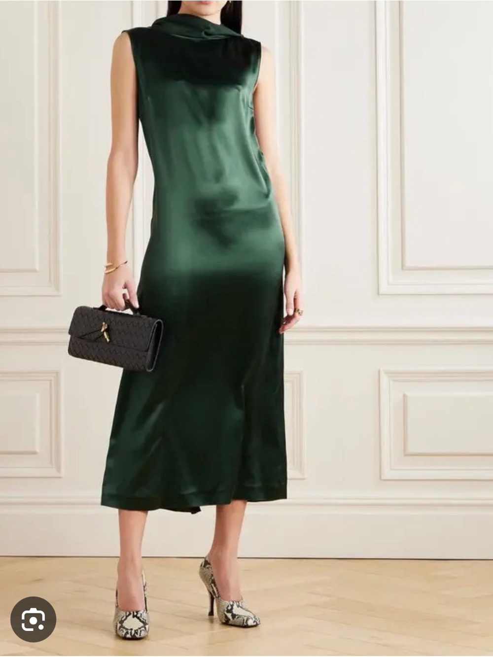 Altuzarra Emerald Satin Cowl-Neck Midi Dress
